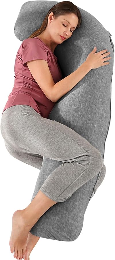 SHANNA Pregnancy Pillow J Shaped Full Body Maternity Pillow Dark Grey