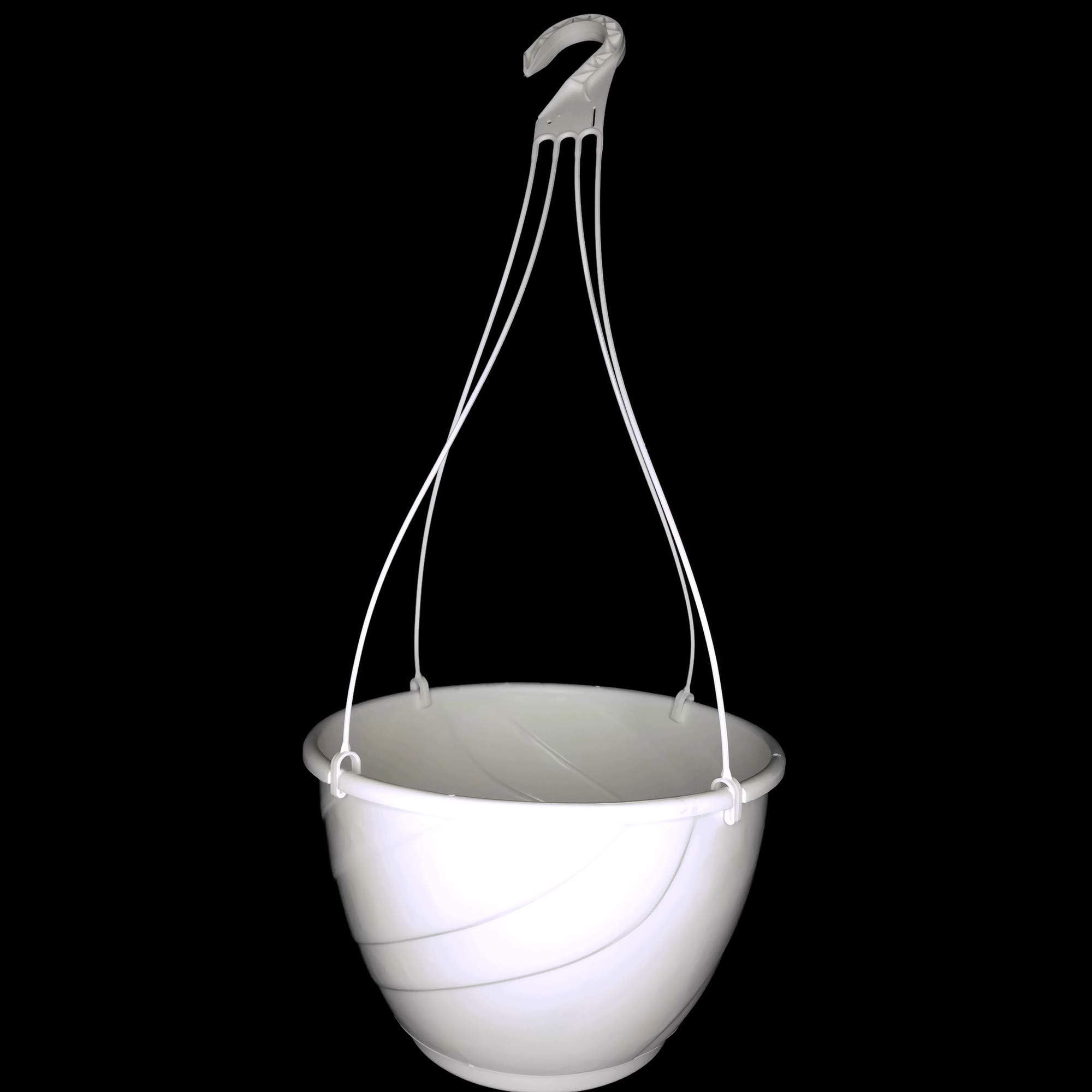 12" Diameter White Plastic Deco Swirl Hanging Basket by Landmark Plastics (5)
