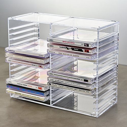 Stackable Clear Plastic CD Holder holds 30 standard CD jewel cases