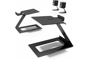 PUTORSEN Desktop Speaker Stands Pair, Speaker Riser for Most Small & Medium Bookshelf Speakers, Computer Speakers, and Studio Monitors, Cantilevered Speaker Stand with Vibration Absorption Pad, Black