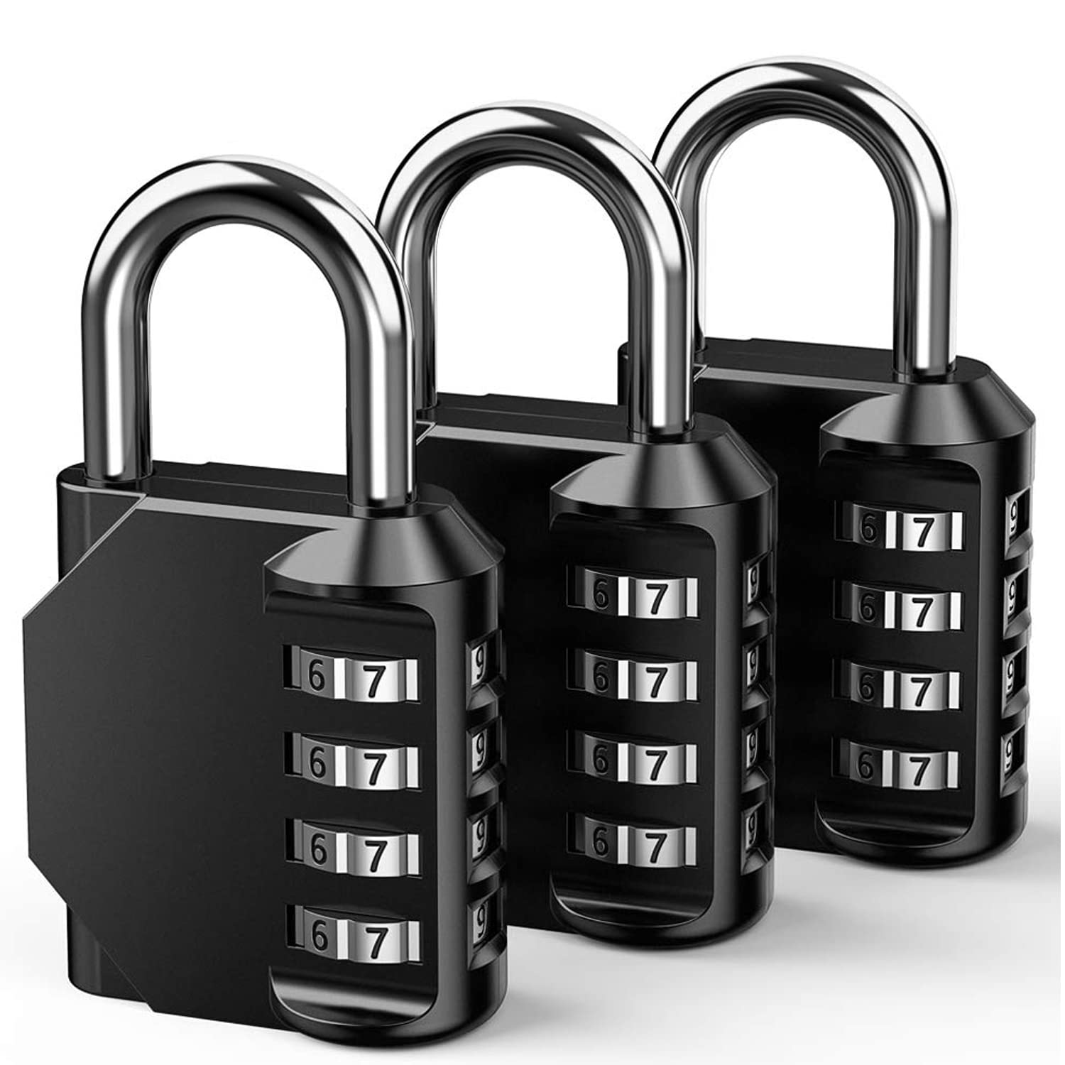3 Pack x 4 Digit Combination Padlock for Gym Locker - Indoor and Outdoor Weatherproof Padlock with Code - Cut Resistant Digital School Locker Padlock