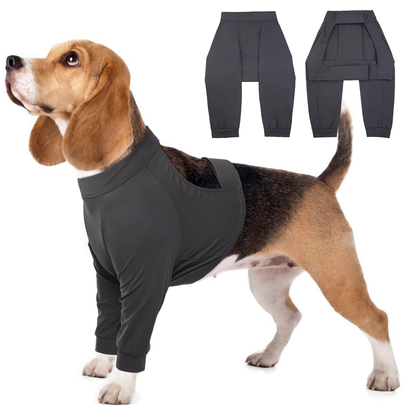 Kuoser Dog Surgery Recovery Suit, Female, Forelegs, Grey, S