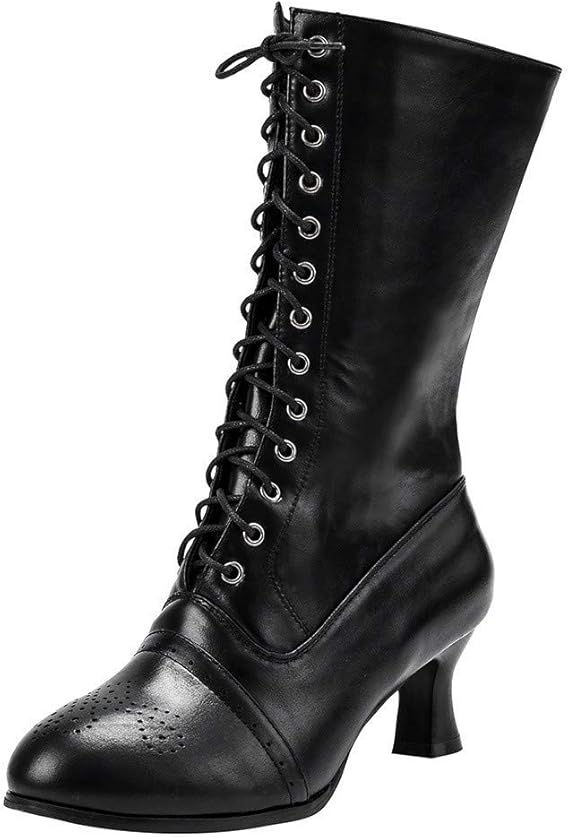women's mid calf lace up combat boots