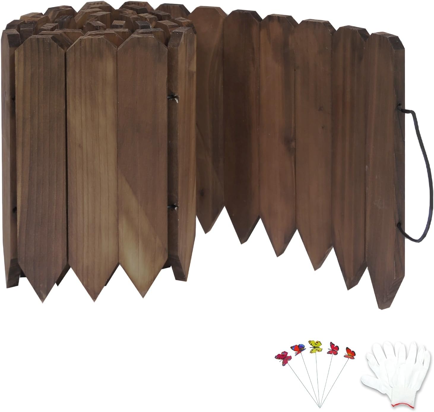 Photo 1 of YPshuye Wood Garden Edging Wood Landscape Edging Garden Fence Border Flexible Decorative Border Tree Fence for Yard Flower Bed Lawns Pathway - 9'' H x 3.96 Ft L (1 Pack)