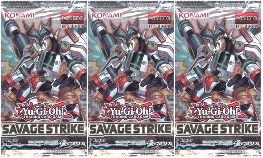 Mint YuGiOh Savage Strike Booster Pack x3