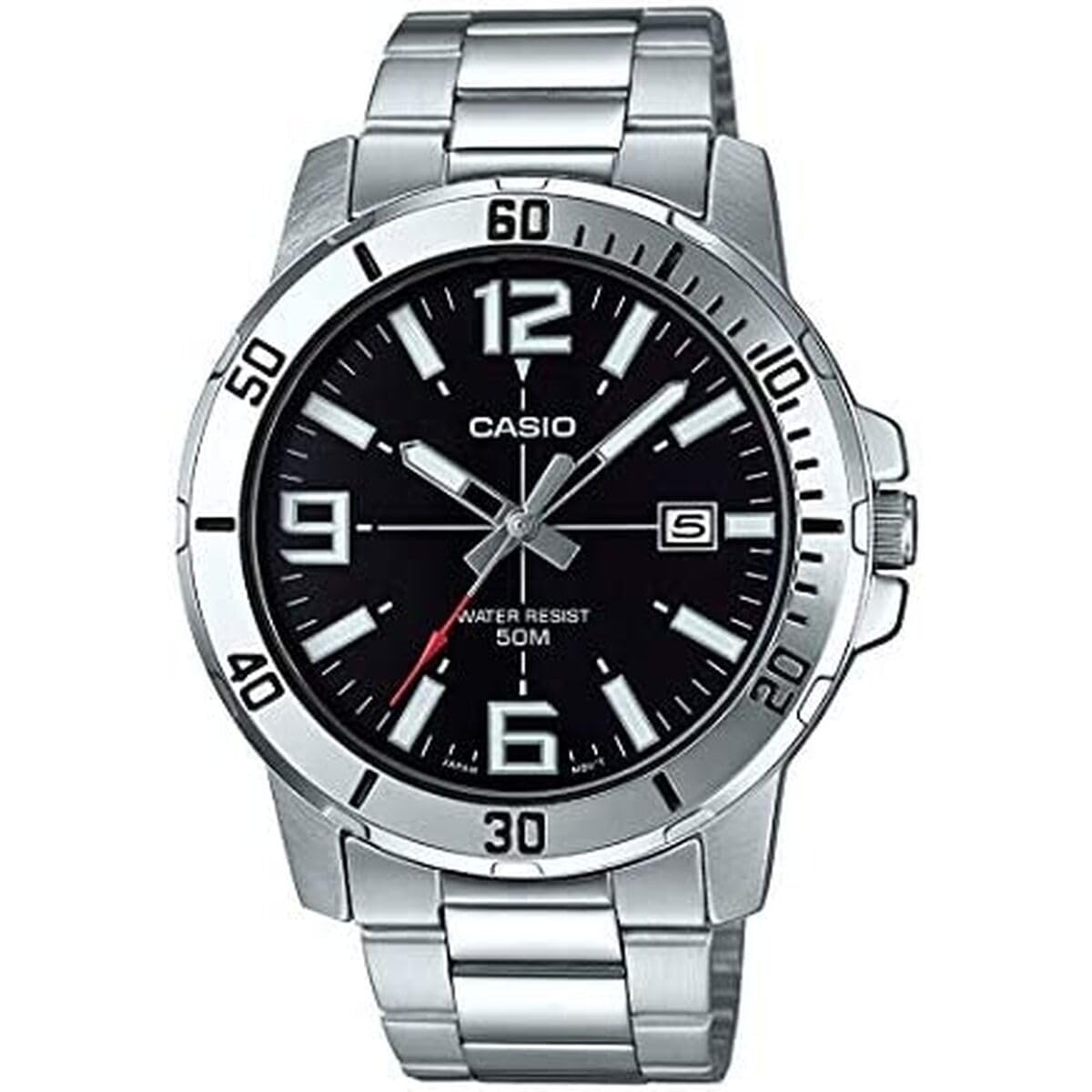 Casio MTP-VD01D-1BV Men's Enticer Stainless Steel Black Dial Casual Analog Sporty Watch