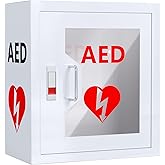 NLShan Wall-Mounted AED Cabinet, Metal Steel Plate Storage Cabinet with Snap Lock, Fits All Brands Cardiac Science, 14.2 x 7.8 x 15.7 Inch