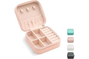 TRODANCE Mini Jewelry Travel Case, Small Portable Jewellry Organizer Box Portable Display Storage Box for Rings Earrings Necklaces, Gifts for Girl, Women, Wedding, Birthday,New Year,Christmas Gifts(Pink)