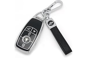 HAOYOUMEI Suitable For Mercedes Benz keys.Advanced soft TPU key Cover is compatible with C E R S G S CLS CLK GLC GLE GLS SL SLR McLaren AMG Smart Remote Key (Type B Black Key Case + key chain set)