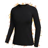 RIKUAOU Long Sleeve Thermal Shirts for Women, Fleece-Lined Undershirts Base Layer Tops for Running Workout Cold Weather