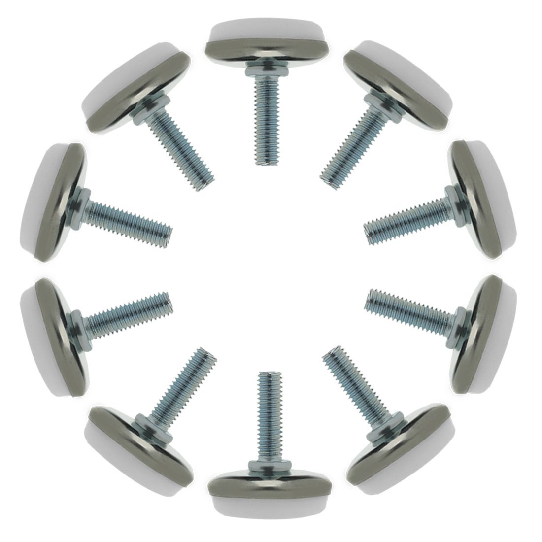 Sourcingmap M6 x 20 x 30 Screw on Furniture Threaded Stem Glide Leveling Feet Protector Floor Adjustable Leveler for Table Chair Desk Leg 10 Pack