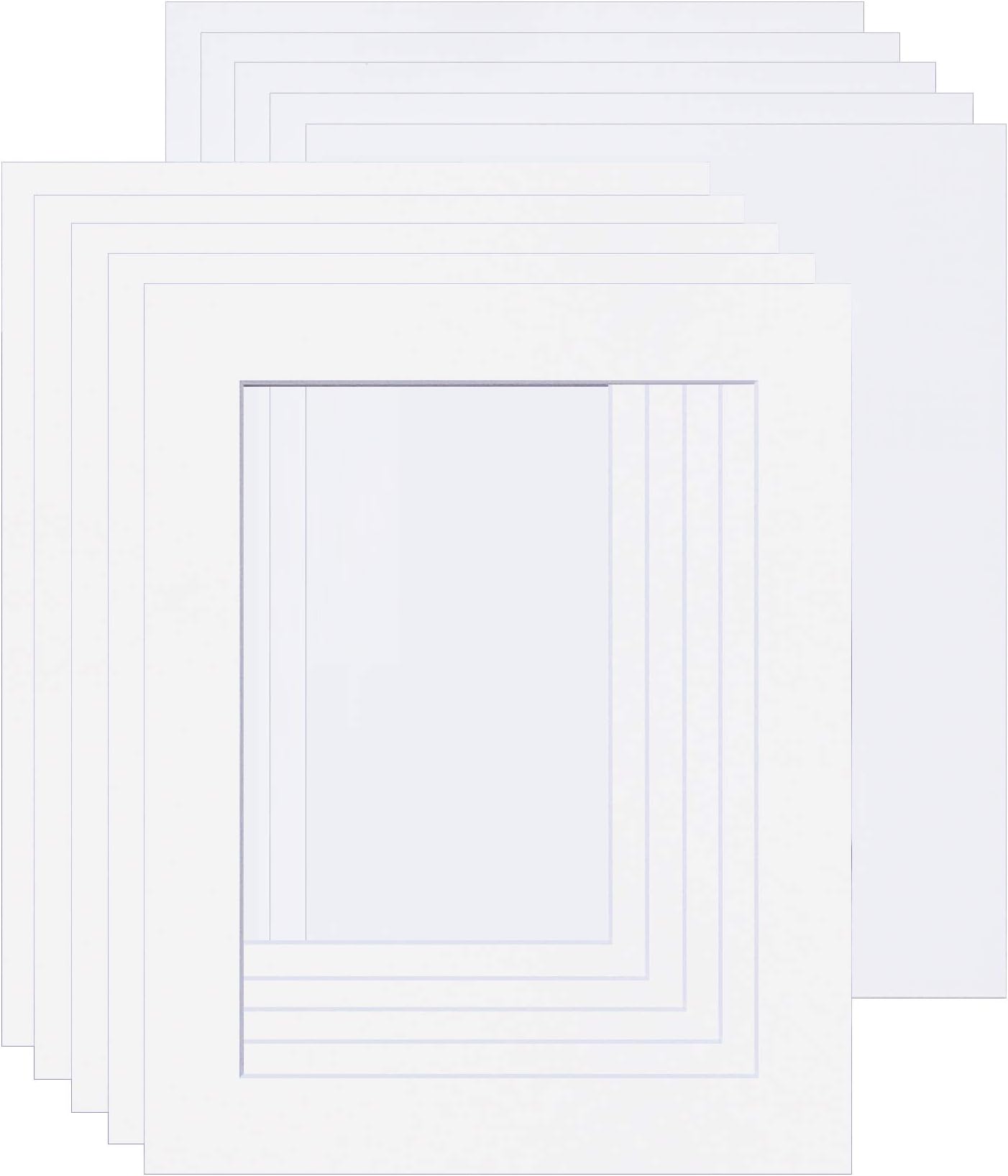 Picture Mounts with Backs, Frame Size 14 x 11 to fit A4 or 11 x 8 Image, Choice of Colour & Quantity [Soft White/Off-white, Pack of 5]