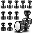 12 PCS Metallic Magnets, Black Magnetic Push Pins, Refrigerator Magnets, Brushed Nickel Push Pin Magnets Perfect for Fridge Magnets, Office Magnets, Whiteboard, Map Magnets.Magnets for Whiteboard