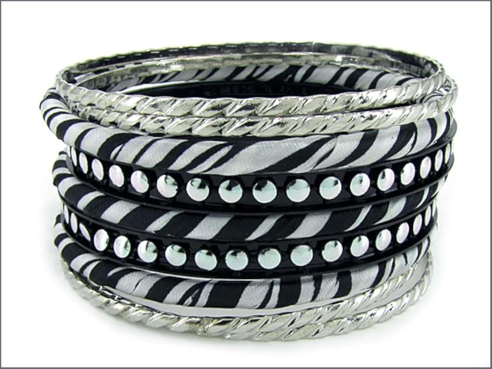 Zebra Print Bangle Bracelet Set Jewelry