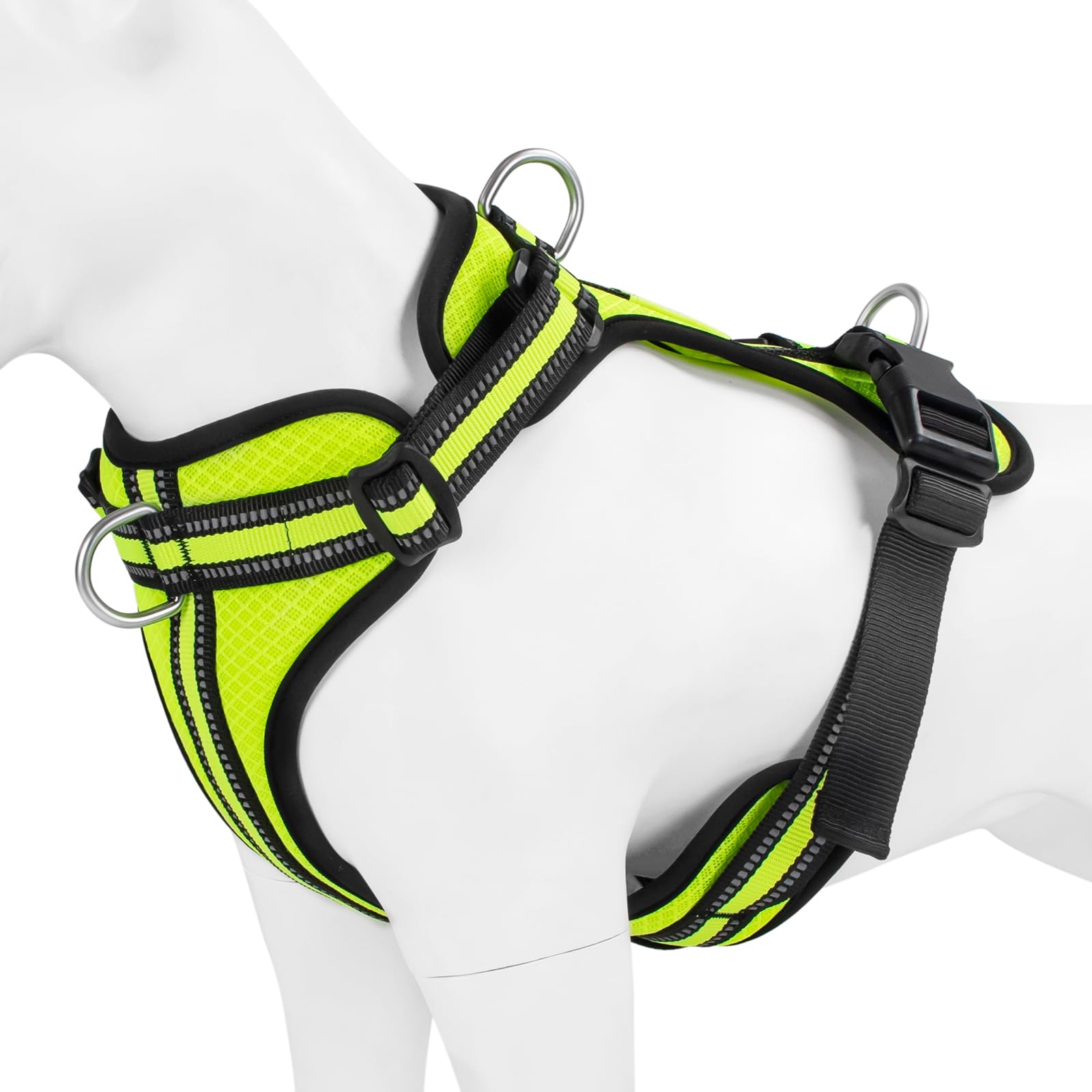 Photo 1 of Wisedog Ajustable Mesh Breathable Dog Harness - Reflective Webbing, Lightweight No Pull Harness with 3 Fast-Release Buckles for Dogs Walking, Running and Outdoor Adventures, Yellow L