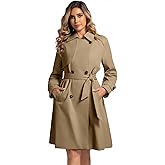 PUREPEAR Women's Long Trench Coats Classic Double Breasted Jackets Water Resistant Turn Down Collar Belted Jacket