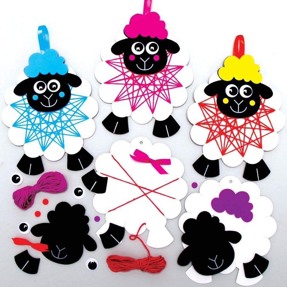 Baker Ross Fluffy Sheep Weaving Kits - Pack of 6, Weaving Kits for Kids (AX858)