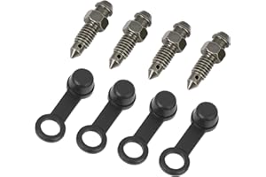 ACROPIX M6x1mm Banjo Bolt Bleeder Screw with Cap for Motorcycle Brake Master Cylinder Black - Pack of 4
