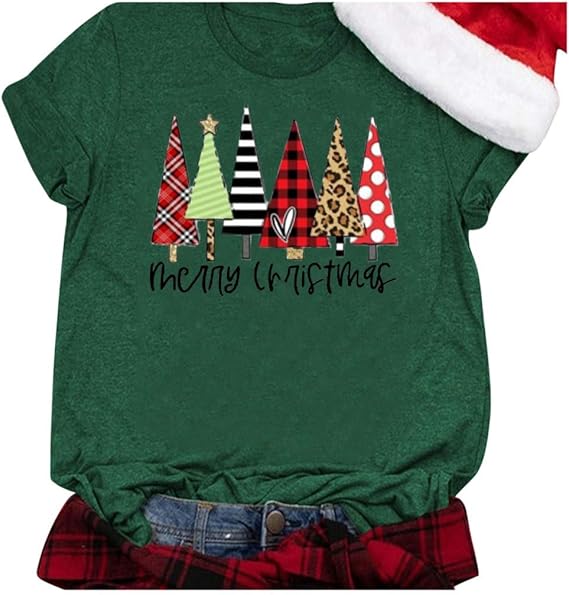 Amazon レディース Tシャツ Noldare クリスマスシャツ かわいい クリスマスグッズ オシャレ トップス 大きいサイズ ゆったり カジュアル 雰囲気 上着 創造性デザイン 衣装 仮装 可愛い 半袖tシャツ 人気 柔らかい Christmas スチューム 普段着 Tシャツ カットソー 通販