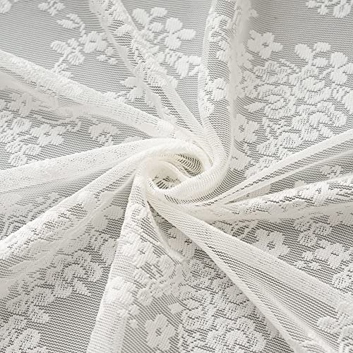 YJ YANJUN Vintage Lace Curtains 84 Inches Long-Victorian Floral Pattern Ivory Sheer Curtain Panels for Living Room Bedroom French Door, Light Filtering Drapes, 2 Panels 52W x 84L Cream