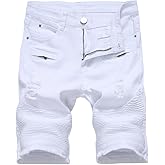 Lavnis Men's Casual Denim Shorts Classic Fit Ripped Distressed Summer Jeans Shorts