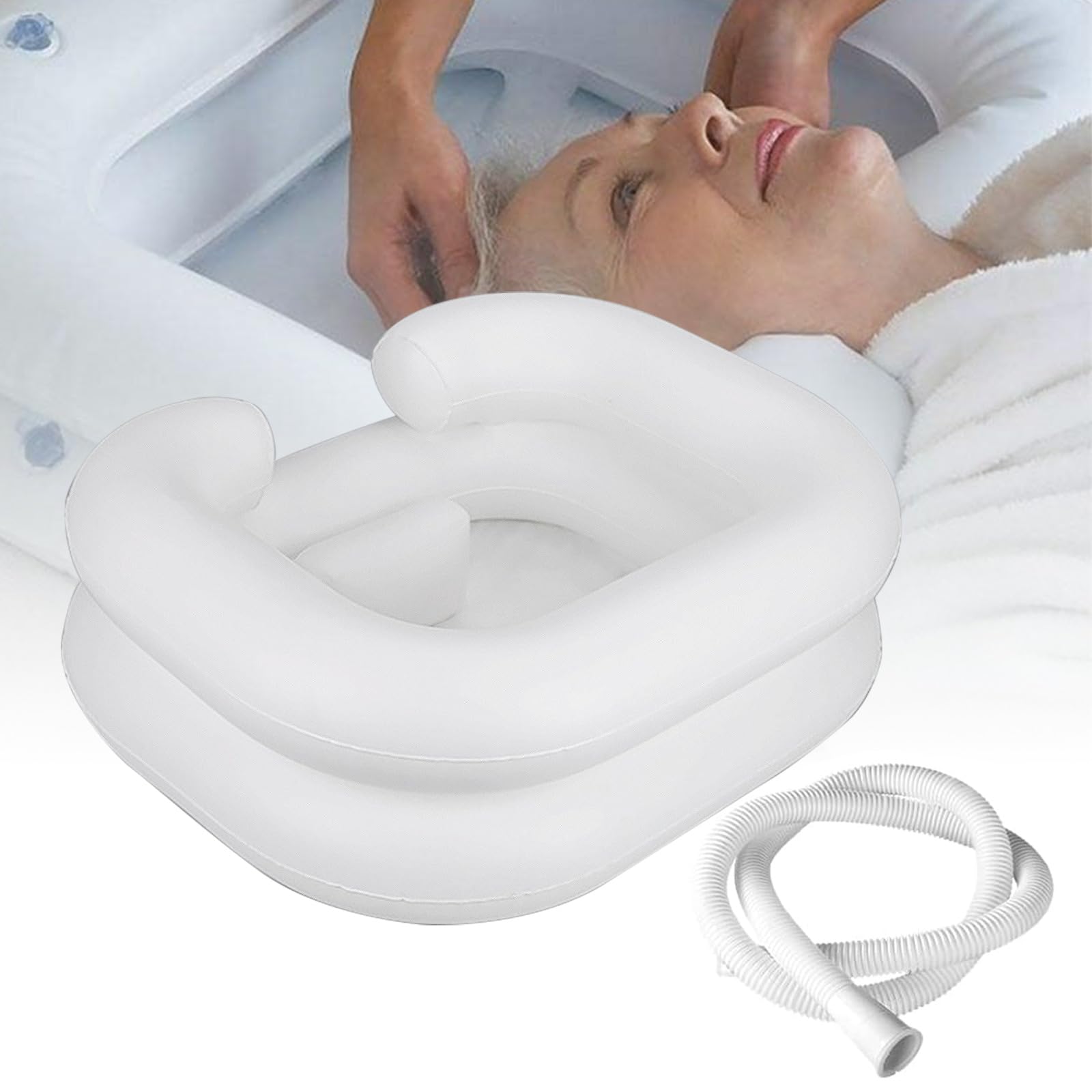 Yetaha Hair Washing Basin, Portable Inflatable Shampoo Basin, Large Inflatable Basin for Washing Hair in Bed for Elderly, Disabled, Handicapped and Injured in Travel (Black)