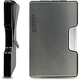 RFID Wallet for Men – Slim Stainless Steel Card Holder Black Titanium-Colored Finish Removable Cash Clip+Cash Strap Included – Minimalist Front or Back Pocket Wallet | Holds 16 Cards (Black Titanium)