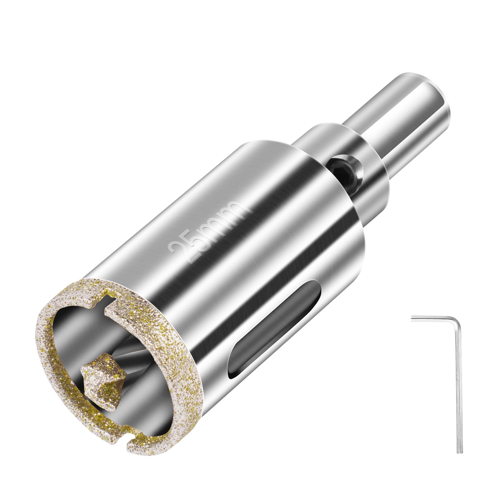 flintronic Diamond Drill Bit, 25mm Drill with Center Guide Bit, Glass Hole Saw Core Drill Bit with Diamond Surface Coating, for Glass/Tile/Ceramic/Marble/Limestone/Fiberglass/Porcelain Cutting