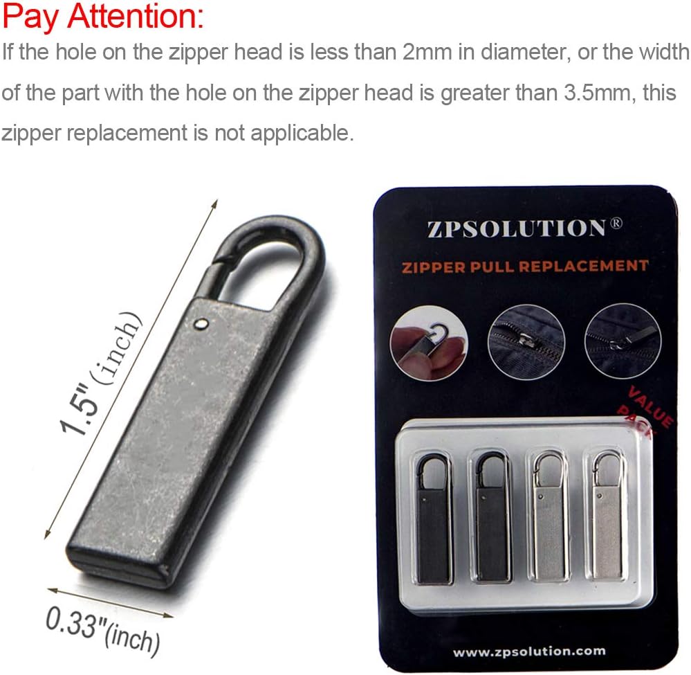 Zpsolution Zipper Pull Tab Replacement Metal Zipper Handle Mend Fixer for Suitcases Luggage Jacket Backpacks Coat Boots