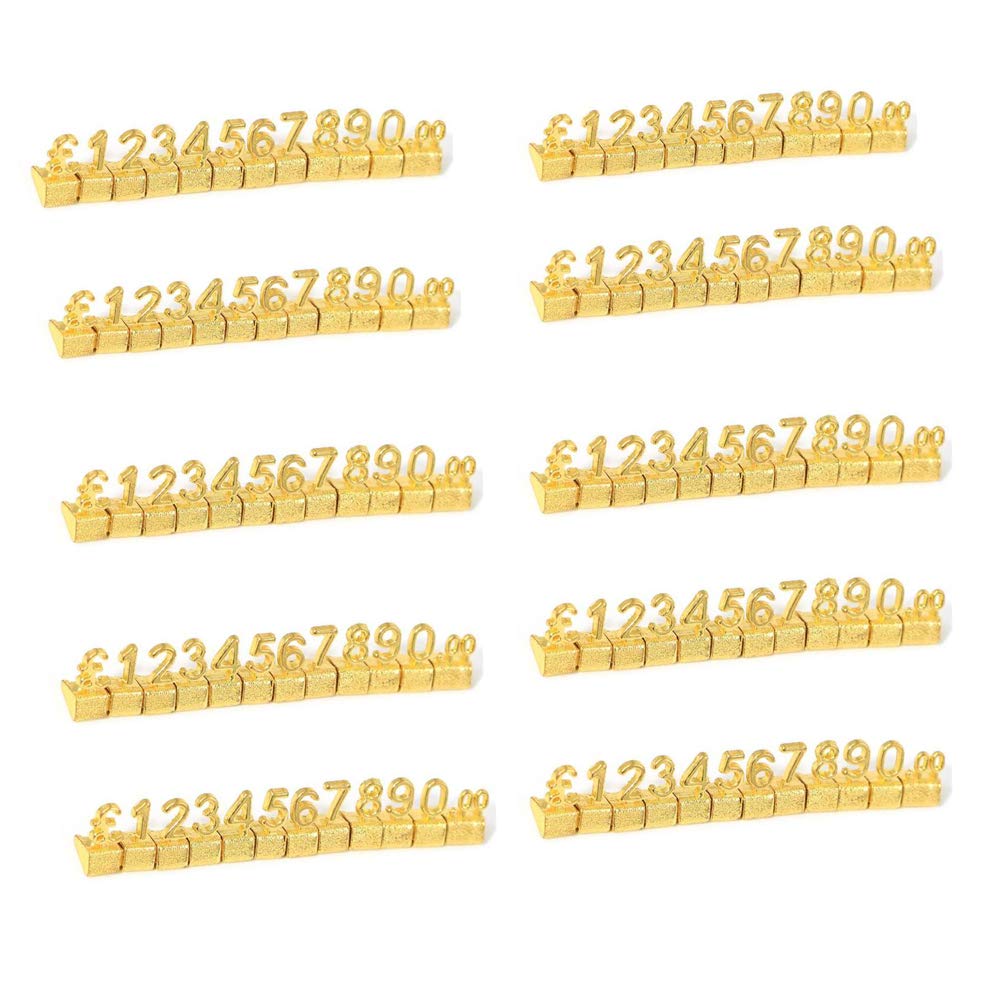 Floratek 10pcs Price Tag Number Letter Price Cube Display Adjustable Watch Ring Jewelry GBP Pricing Label Stand Kit