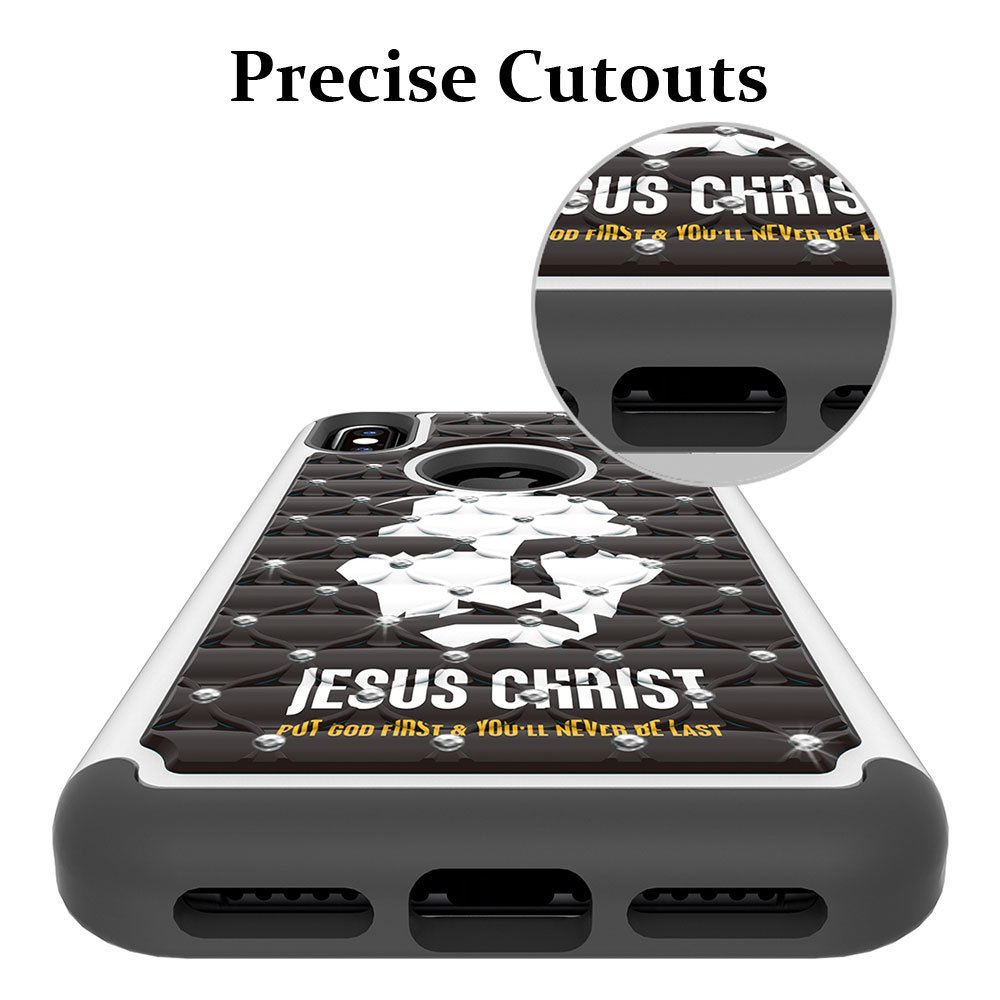 iPhone X Case, MagicSky [Shock Absorption] Studded Rhinestone Bling Hybrid Dual Layer Armor Defender Protective Case Cover for Apple iPhoneX - Jesus