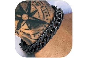 Richsteel Cuban Link Chain Bracelets 8/12/17mm Width Stainless Steel Chain Wrist Bracelets for Men, 7.4/8.2/9 Inch Length Classic Jewelry for Christmas/Valentine's Day/Birthday