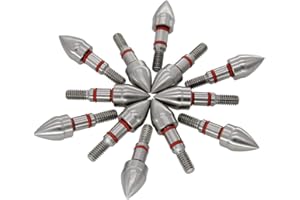 maifield Stainless Steel Archery Field Points, Easy Pull Various Outside Diameter,85/100/125/150/175/200/225/250/275/300 Grains,Screw in Archery Field Tips