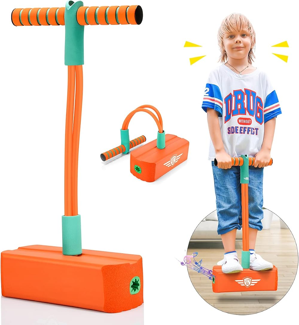 Toyzey Foam Pogo Jumper Toy for Kids 3-12 Orange Safe Durable Indoor Outdoor