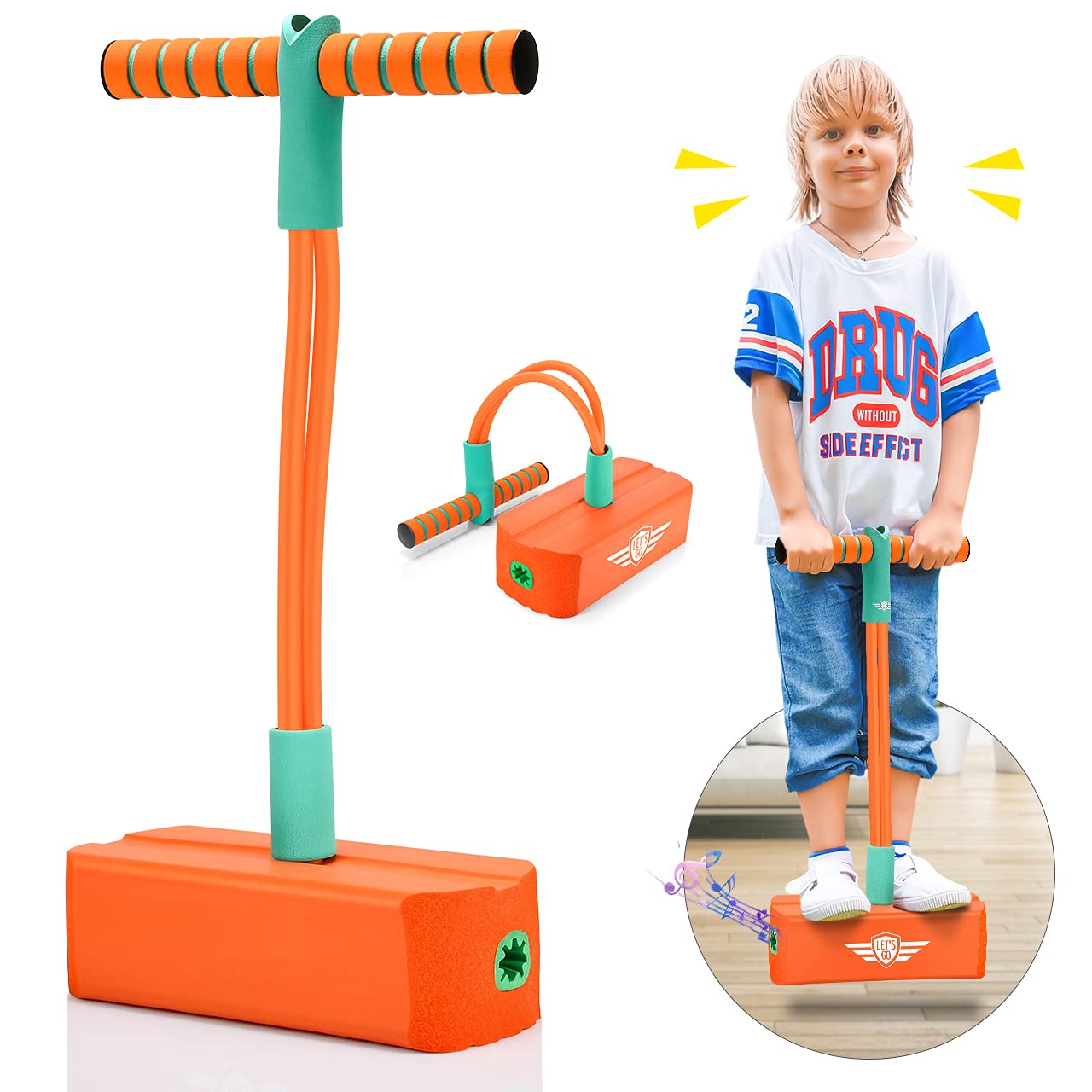Toyzey Gifts for Boys Girls 3-12 Year Old,Indoor Toys for Kids Toys for 4-12 Year Old Toys for Age 5 6 7 Kids Christmas Toy 4-12 Year old Kids Foam Pogo Jumper Stick Easter Gifts Orange β image 1