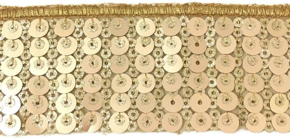 DaSync,Golden Sequin Hanging Laces and Borders Material,jhallar,zhallar,Fringe,Blouse,Dupatta,Chunri,chunni,Saree,Lehenga,Garara,Craft Material,Roll of 9 Meter