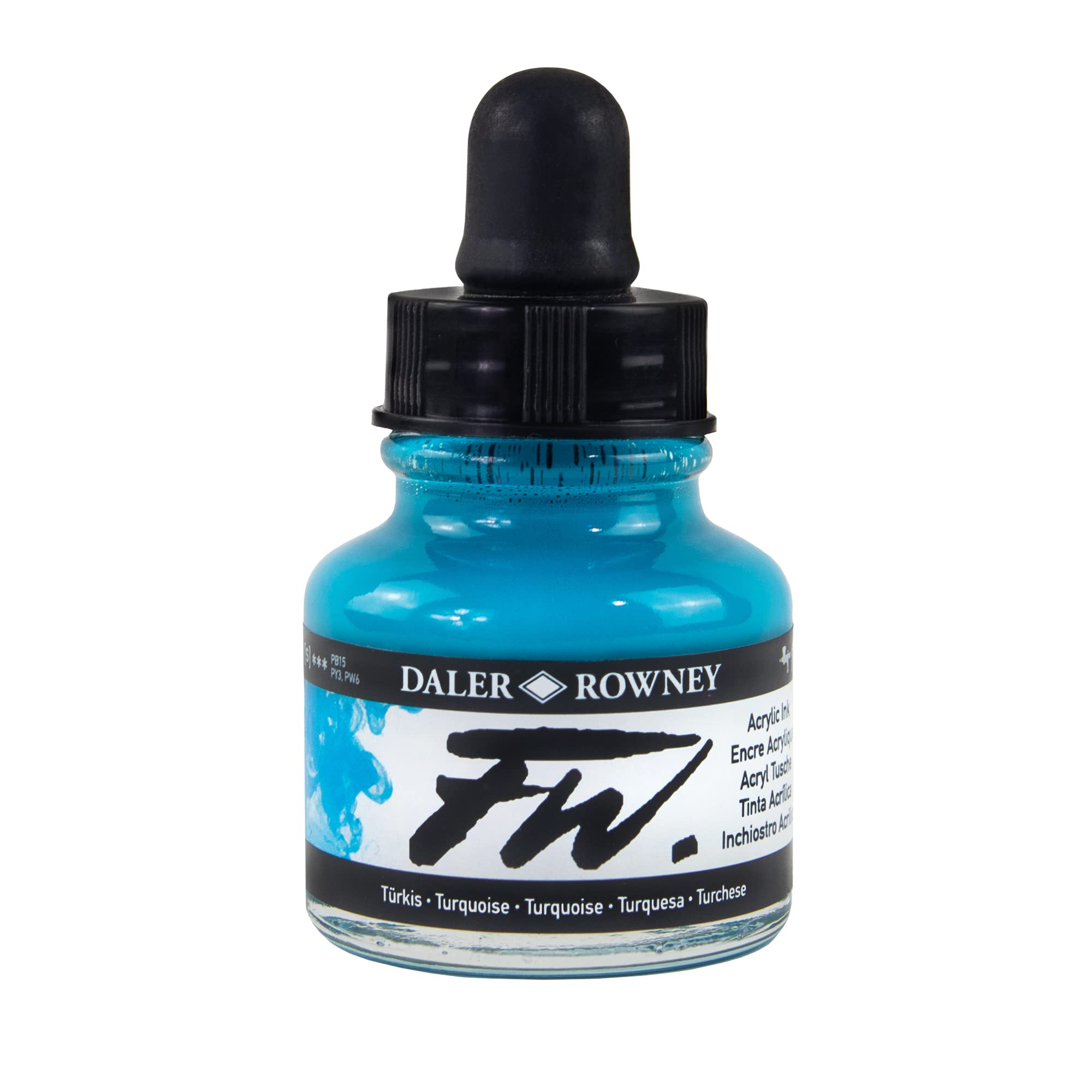 Daler - Rowney FW 29.5ml Acrylic Art Ink Bottle - Turquoise
