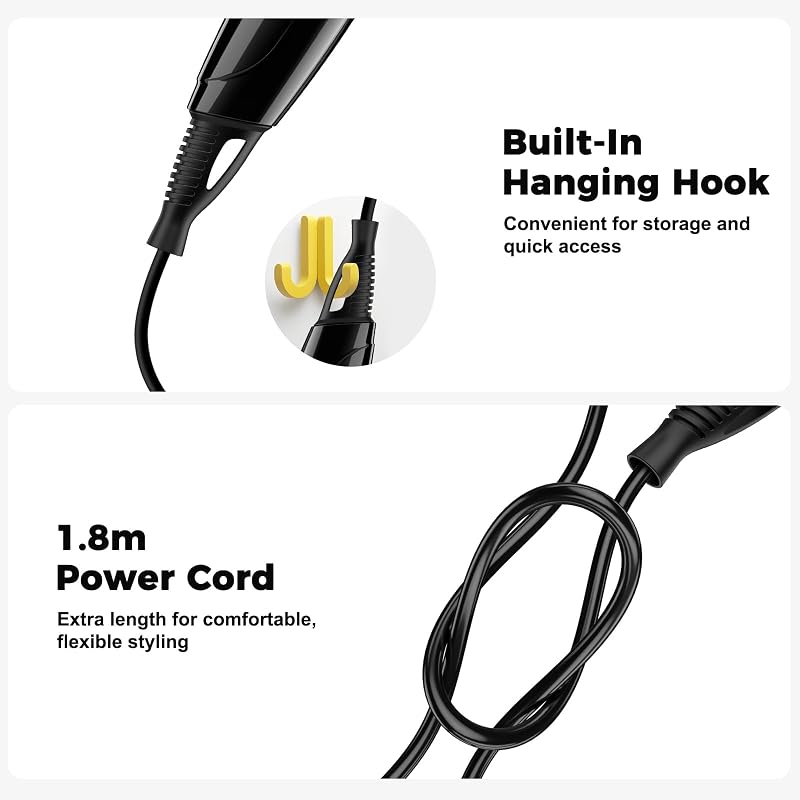 Mini Sèche-Cheveux Pliable de Voyage, Sèche-Cheveux Compact 1200W Avec 2 Réglages de Chaleur et Vitesse, Buse de Précision, Cordon 1,8 m, Léger Pour Voyage, Maison, Hôtel ou Dortoir, Noir