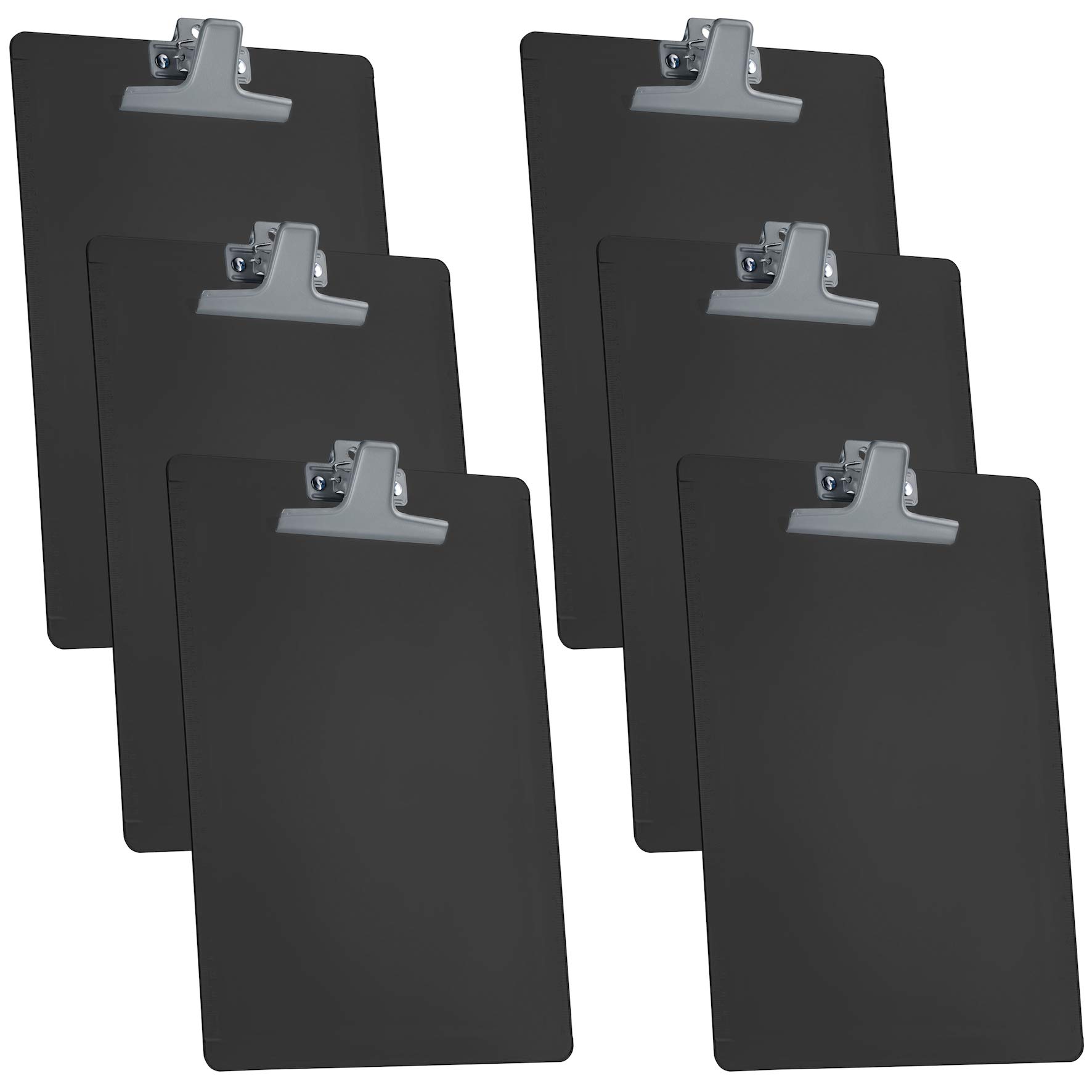 Acrimet Clipboard Letter Size A4 (34 x 24 cm) – Premium Black Plastic with Built-in Side Rulers and Strong Metal Clip, 6 Pack