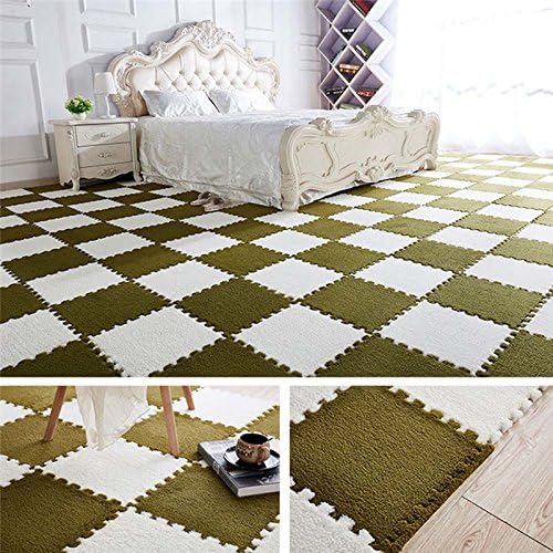 Interlocking Foam Mats,Foam Mat,Fuzzy Area Rug - 9 Fluffy Carpet Tiles for Kids - Ideal for Nursery Decor, Baby Room, Playroom and Kids Room