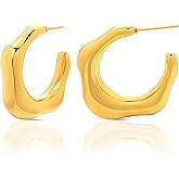 Rioleaf Chunky Gold Hoop Earrings for Women –14K Gold Plated Lightweight Hollow Open Hoops Earrings for Everyday Wear, Party, Wedding, Gift