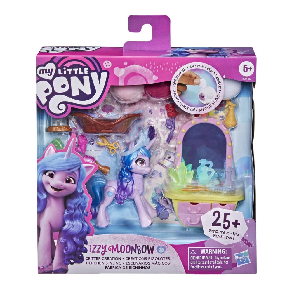 My Little Pony: A New Generation Movie Story Scenes Critter Creation Izzy Moonbow - Toy with 25 Accessories and 3-Inch Purple Pony