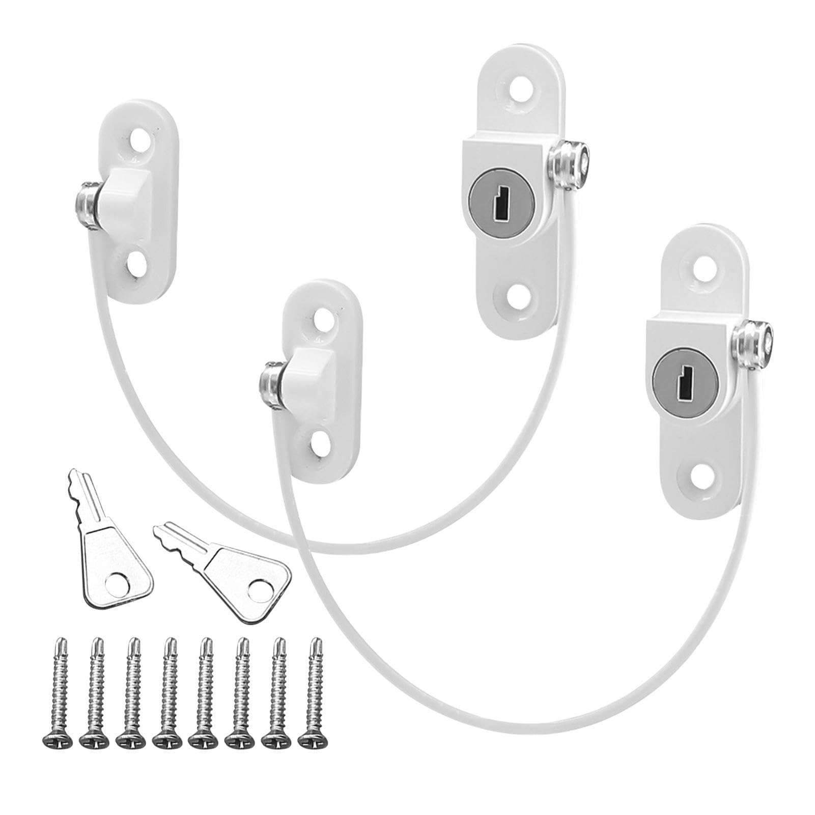 Window Restrictor Locks Child Safety Window Locks 2pcs Window Safety Lock Set Window Restrictor Lock and Key for Child Baby Window Locks with Self Drilling Screws and Keys