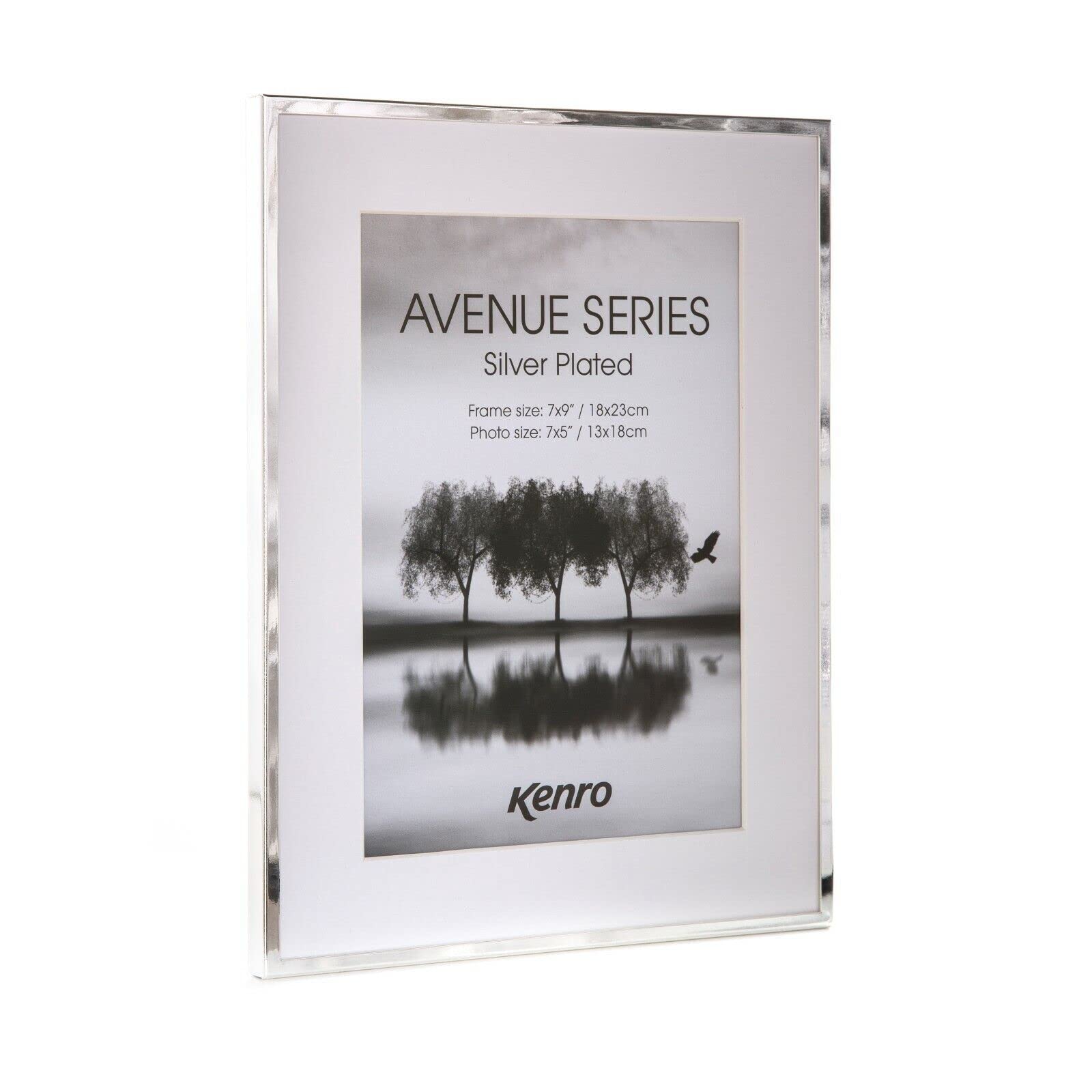 Kenro Avenue Silver Plated Photo Frame 8x6 Inch / 15x20cm with White Mat for Photo 6x4 Inch / 10x15cm - AVE1015S