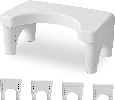 Fanwer Poop Stool Toilet White Adjustable Height 6-8.5 Inches
