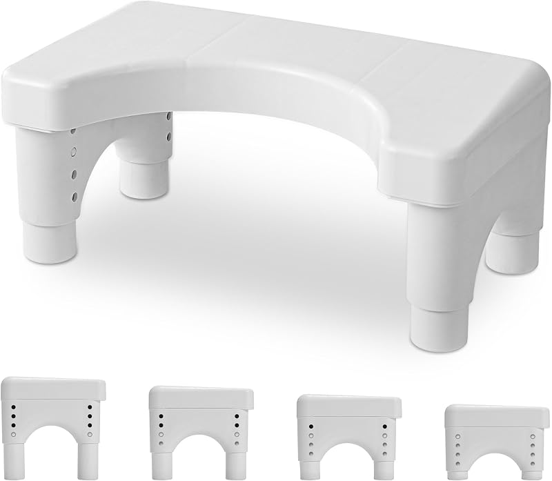 Fanwer Poop Stool Toilet White Adjustable Height 6-8.5 Inches