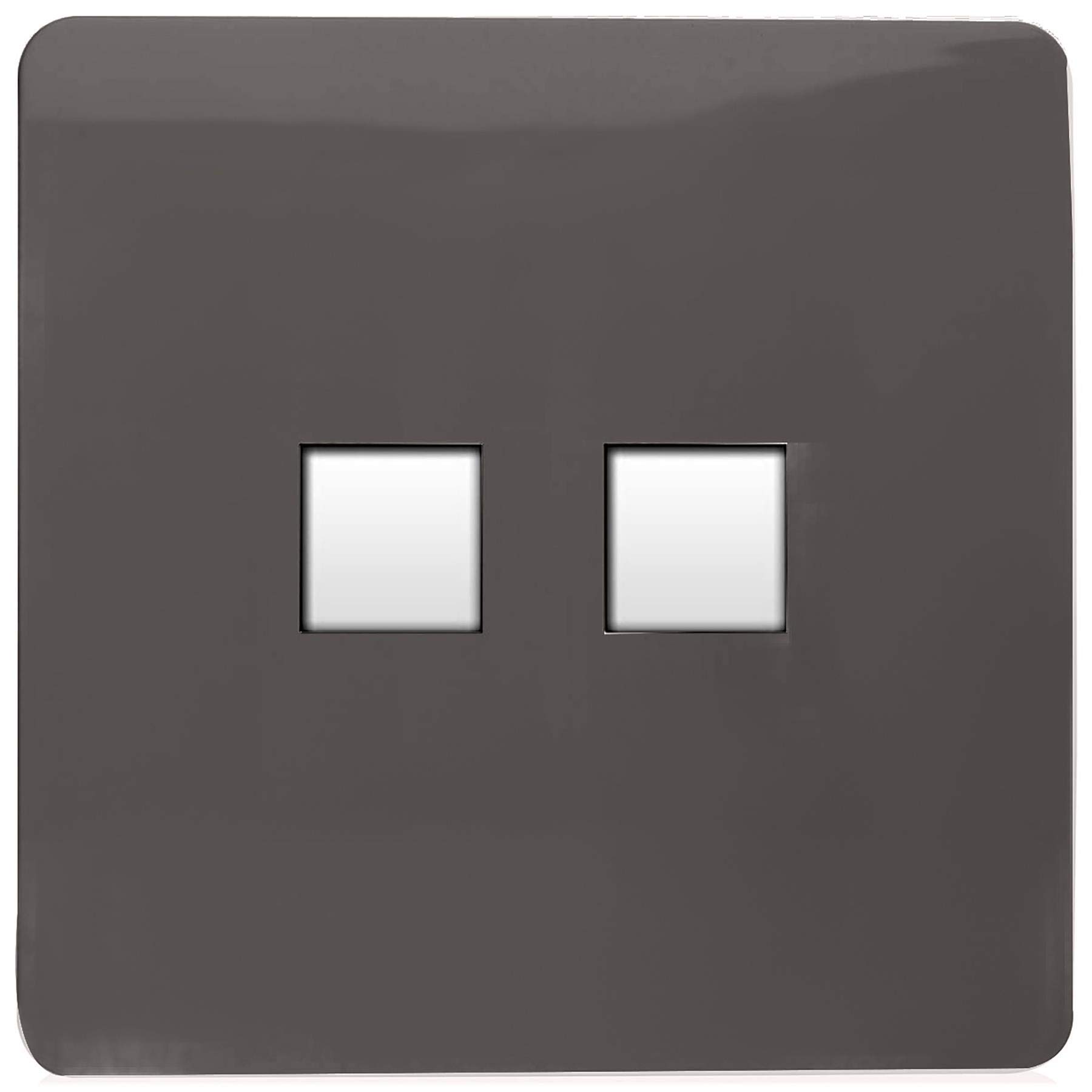 Trendi Artistic Modern Glossy Tactile Telephone Socket + Cat 5e&Cat 6 RJ45 PC Socket Dark Brown