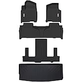 Tesson Floor Mats Trunk Mat for Chevy Tahoe/GMC Yukon/Yukon Denali 2021-2025 2026 7 Seat(NOT for Yukon XL),All Weather Protection Accessories Custom Full Set Liner TPE Winter Car Floor Mat