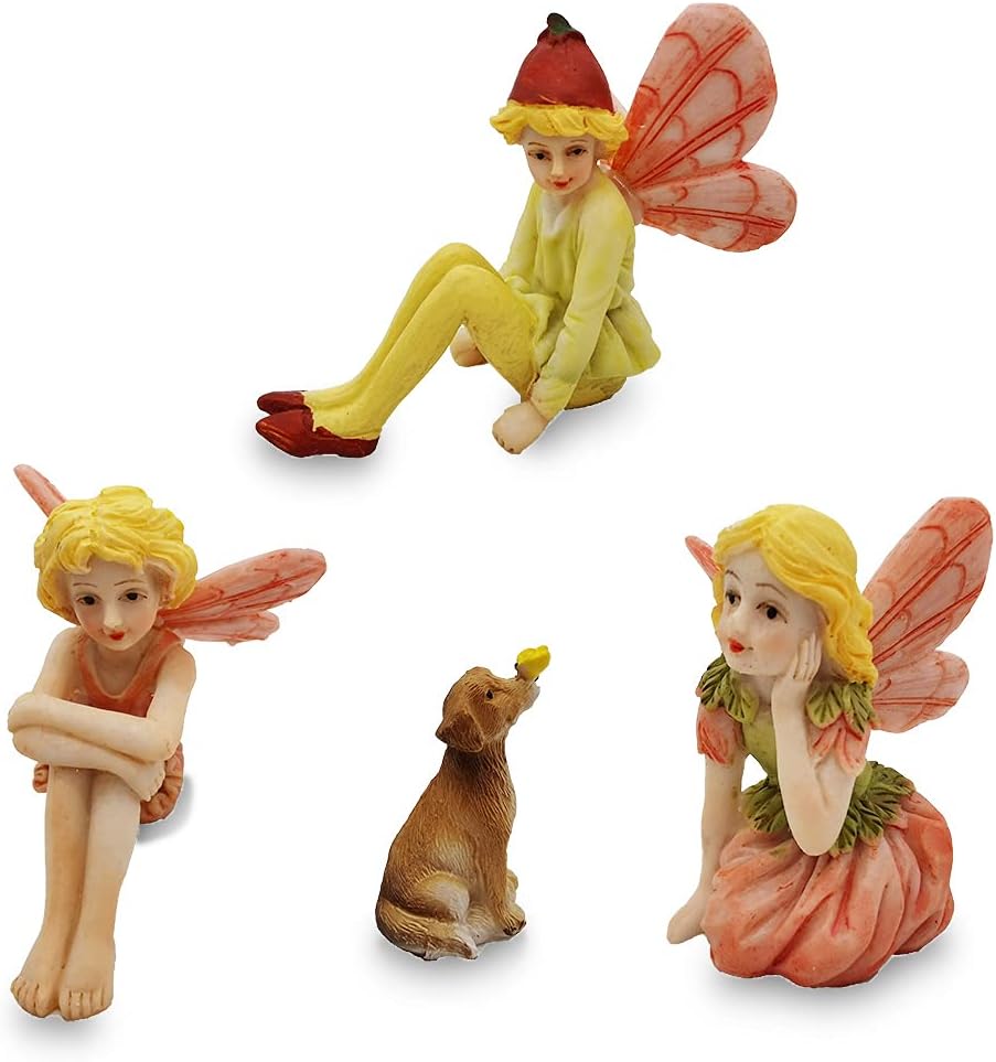 Fairy Garden Fairies Accessories Miniature Fairies Figurines with Dog Fairy Figurines for Miniature Garden Fairies for Fairy Garden Boy Fairies