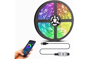 Smart RGB LED Flexible Strip Lights with Music Sync App Control USB Powered for TV Backlight Home Ambience Party Lighting, 10